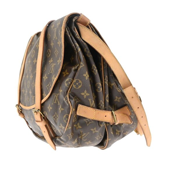 LOUIS VUITTON Logo Saumur 43 Shoulder Bag Monogram Leather Brown - Picture 4 of 16
